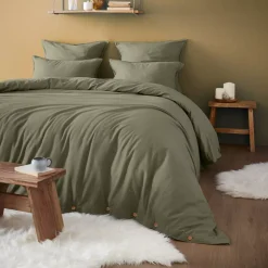 Federa per cuscino rettangolare flanella di cotone (50 x 80 cm) Nina Verde rosmarino