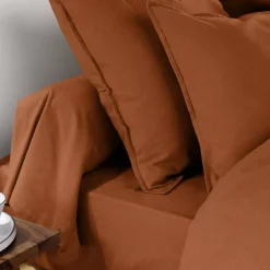 Federa per cuscino rettangolare flanella di cotone (50 x 70 cm) Nina Terracotta