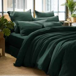 Federa quadrata garza di cotone (80 x 80 cm) Gaïa Verde abete