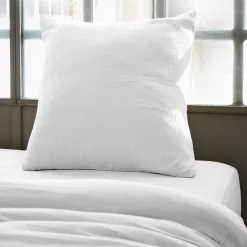 Federa quadrata garza di cotone (60 x 60 cm) Gaïa Bianco chantilly
