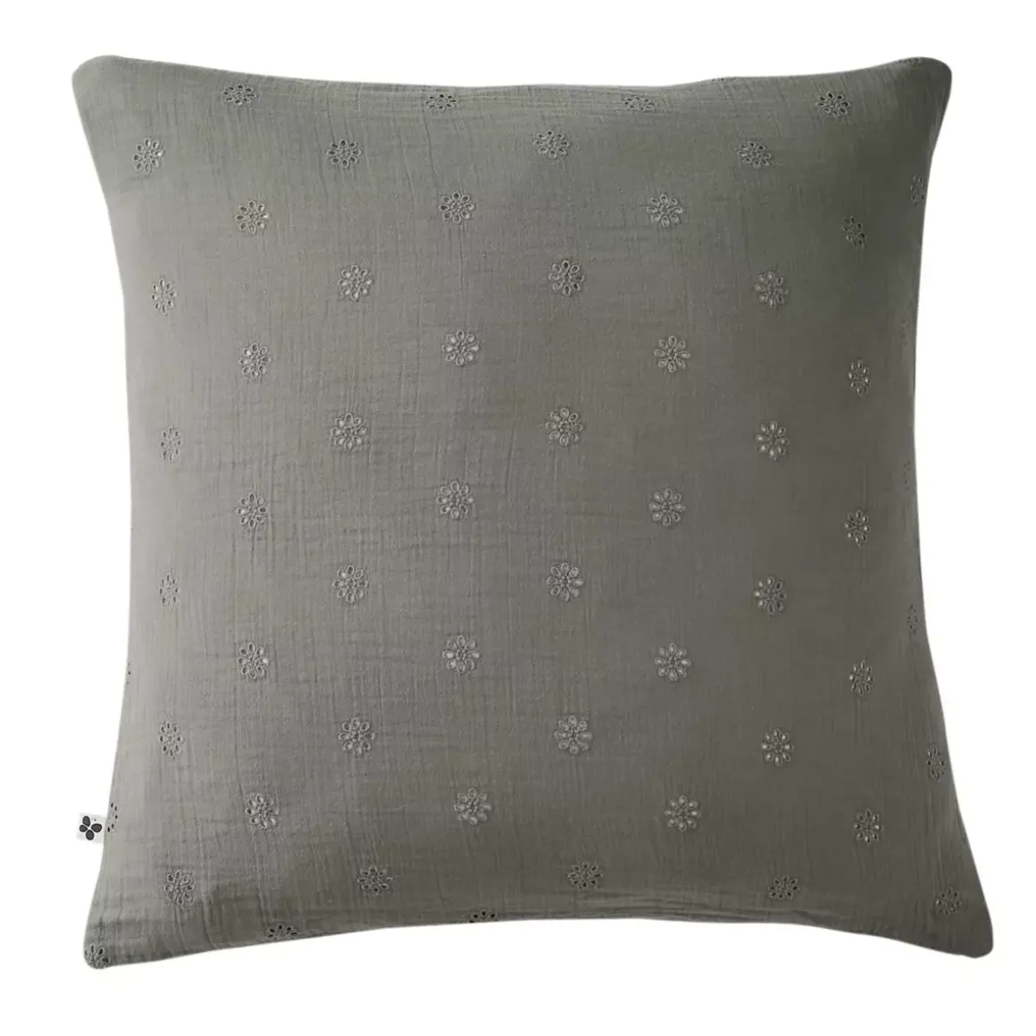 Federa quadrata garza di cotone (60 cm) Gaïa Boho Grigio granito