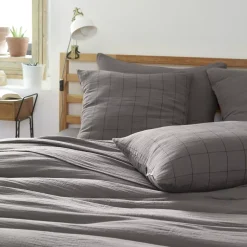 Federa quadrata garza di cotone (60 cm) Gaïa Match Grigio granito