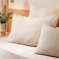 Federa quadrata in cotone a nido d'ape (60 x 60 cm) Eva Beige