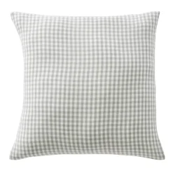 Federa quadrata in garza di cotone (80 x 80 cm) Gaïa Vichy Verde eucalipto