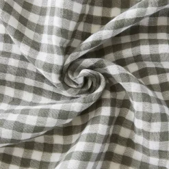 Federa quadrata in garza di cotone (80 x 80 cm) Gaïa Vichy Verde rosmarino
