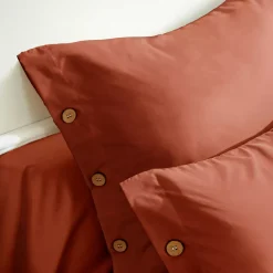 Federa quadrata in percalle di cotone (65 x 65 cm) Diane Terracotta