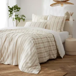 Federa quadrata reversibile in cotone texturizzato e percale (80 x 80 cm) Alice Corda