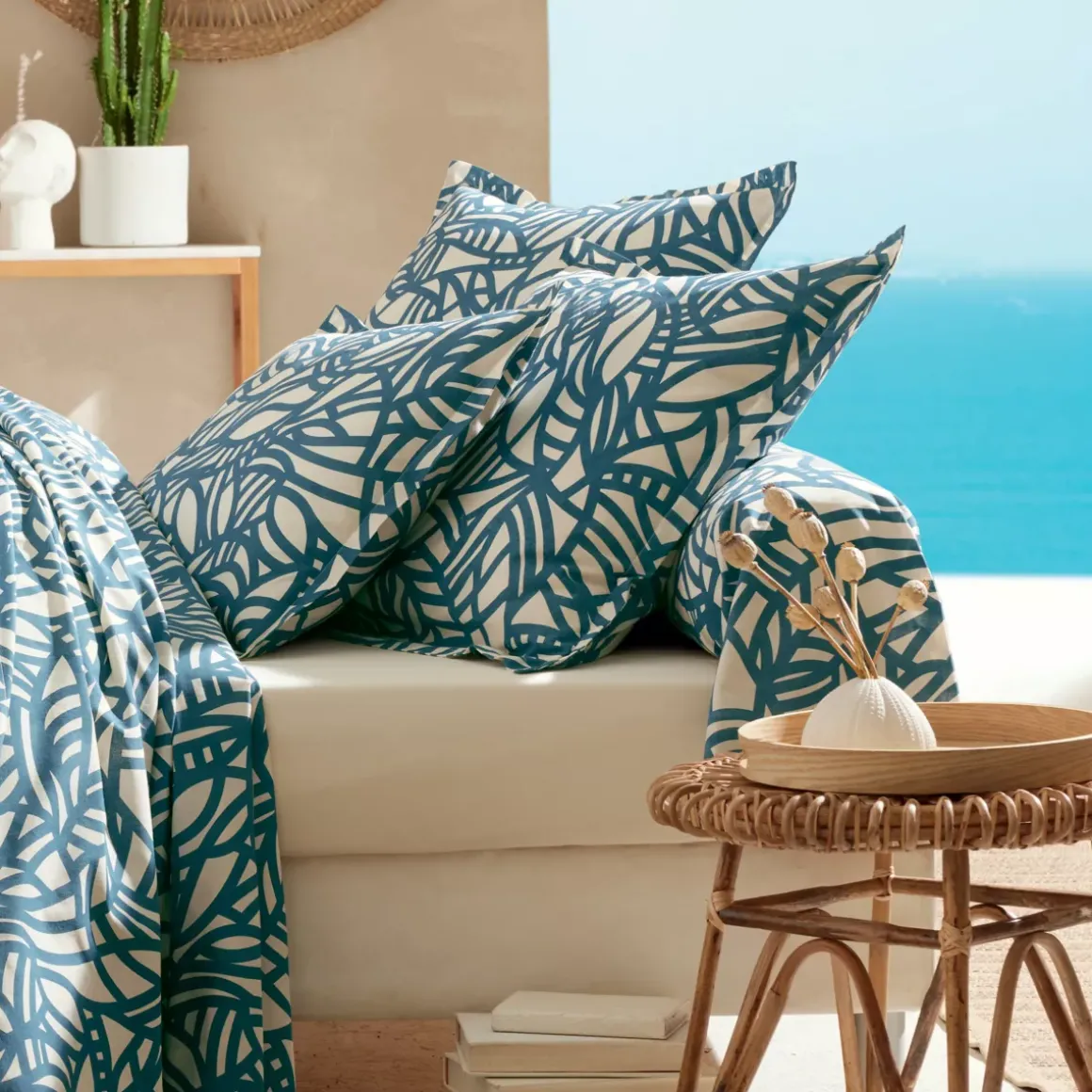Federa rettangolare cotone lavato (50 x 70 cm) Serena Blu