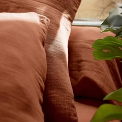 Federa rettangolare garza di cotone (L70 cm) Gaïa Terracotta