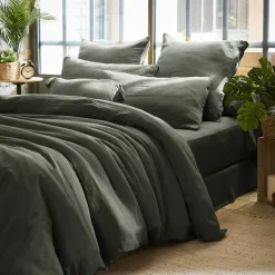 Federa rettangolare garza di cotone (L70 cm) Gaïa Verde rosmarino