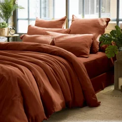 Federa rettangolare garza di cotone (L80 cm) Gaïa Terracotta