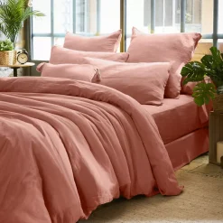 Federa rettangolare garza di cotone (L80 cm) Gaïa Rosa pesca