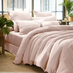 Federa rettangolare garza di cotone (L70 cm) Gaïa Rosa cipria