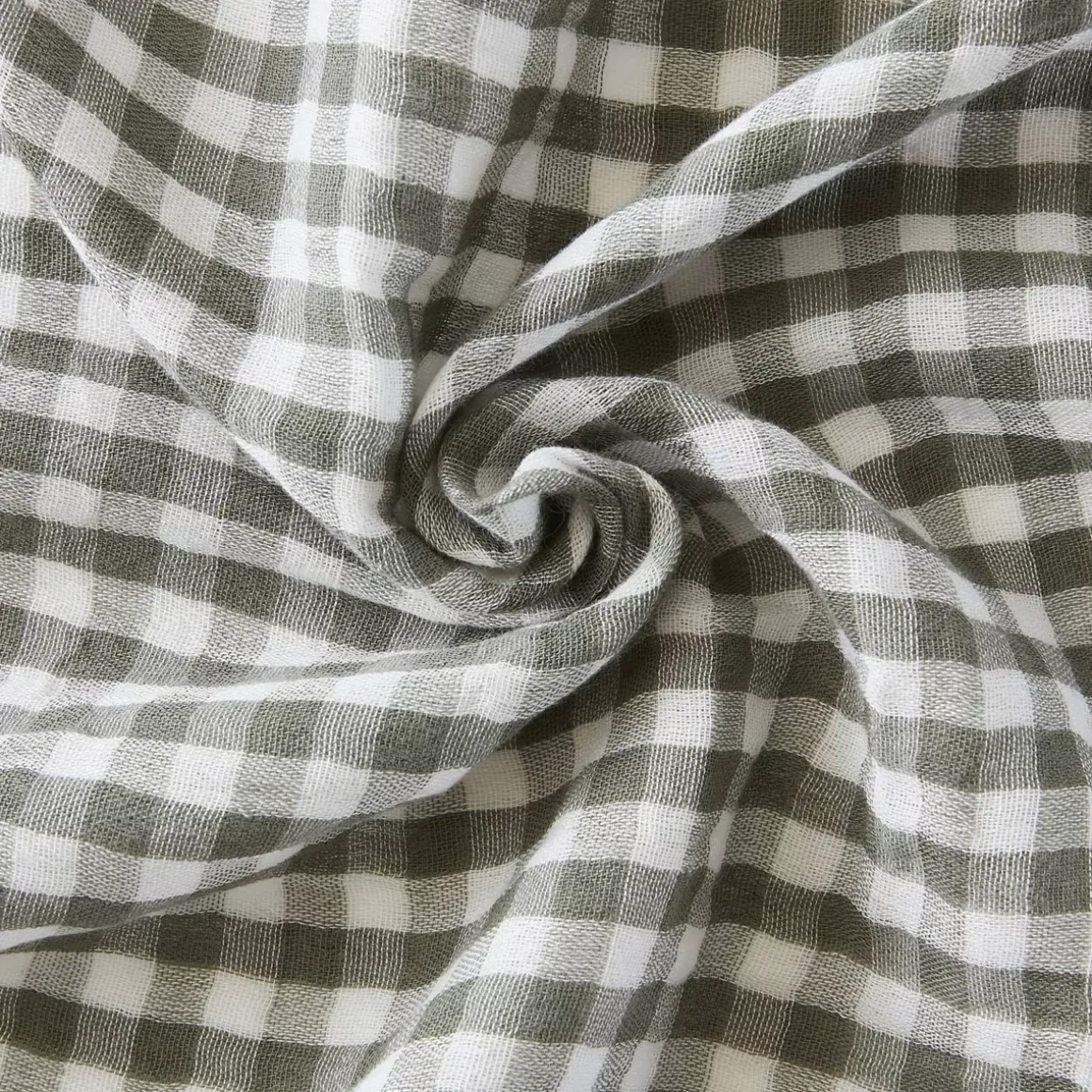 Federa rettangolare garza di cotone (50 x 80 cm) Gaïa Vichy Verde rosmarino