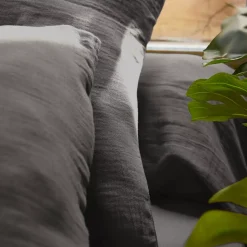 Federa rettangolare garza di cotone (L80 cm) Gaïa Grigio granito