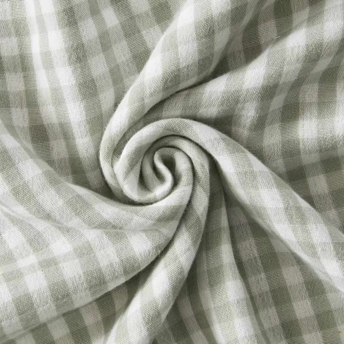 Federa rettangolare garza di cotone (50 x 80 cm) Gaïa Vichy Verde eucalipto