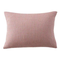 Federa rettangolare in doppia garza di cotone (50 x 80 cm) Gaïa Vichy Terracotta