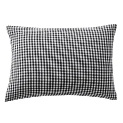 Federa Rettangolare in garza di cotone (50 x 80 cm) Gaïa Vichy Nero