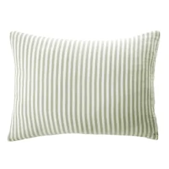 Federa rettangolare in garza di cotone (50 x 80 cm) Gaïa a righe Verde eucalipto