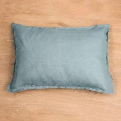 Federa Rettangolare in Lino Lavato (50 x 80 cm) Louise Blu Azzurro