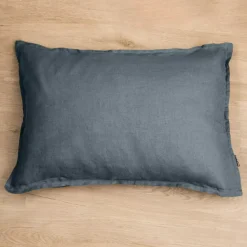 Federa rettangolare lino lavato (80 cm) Louise Grigio ardesia