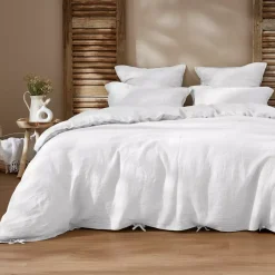 Federa rettangolare lino lavato (70 cm) Louise Bianco