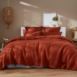 Federa rettangolare lino lavato (80 cm) Louise Terracotta