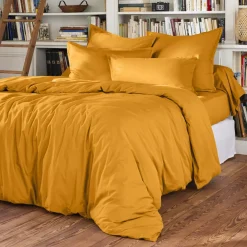 Federa rettangolare percalle di cotone (80 cm) Cali Giallo senape