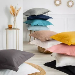 Federa rettangolare percalle di cotone (80 cm) Cali Grigio antracite
