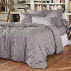 Federa rettangolare percalle di cotone (80 cm) Cali Grigio chiaro