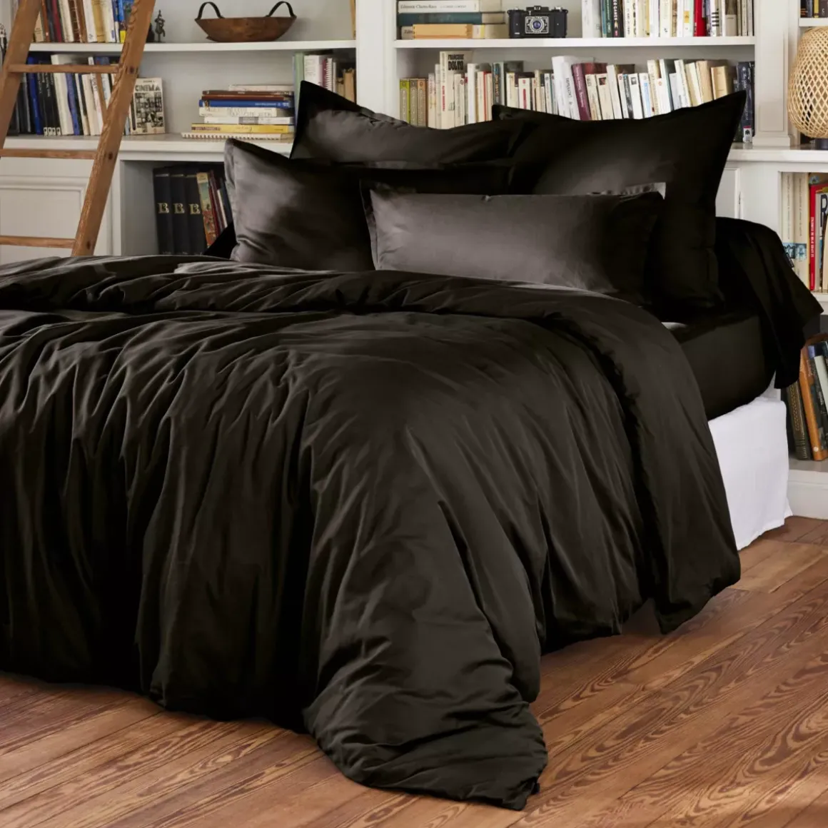 Federa rettangolare percalle di cotone (80 cm) Cali Nero
