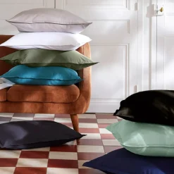 Federa rettangolare percalle di cotone (80 cm) Cali Nero