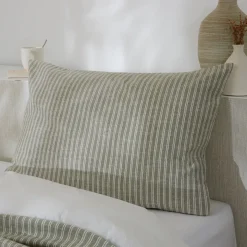 Federa rettangolare reversibile in cotone testurizzato e percalle (50 x 80 cm) Alice Verde