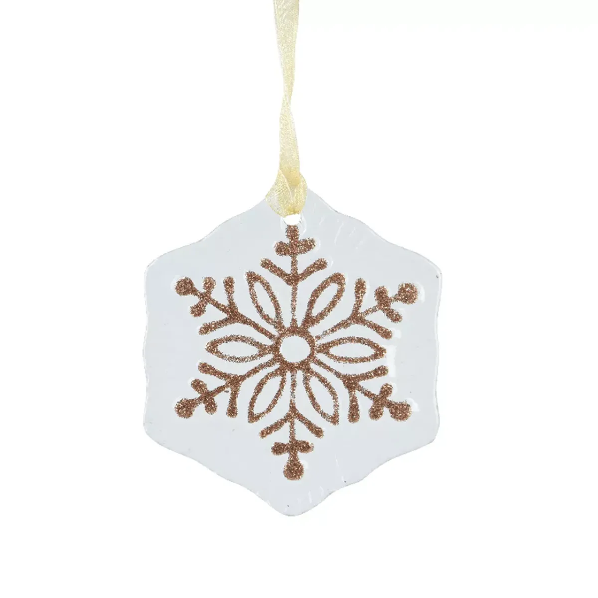 KAEMINGK Addobbi Natalizi-Fiocco di neve in vetro (D7 cm) Morillon e oro glitterato