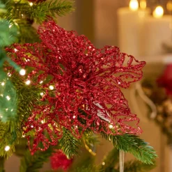 KAEMINGK Addobbi Natalizi-Fiore di Natale Stella di Natale glitterata