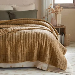 Fodera per cuscino quadrata in cotone (60 x 60 cm) Lena Camel