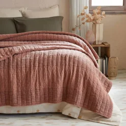 Fodera per cuscino quadrata in cotone (60 x 60 cm) Lena Terracotta