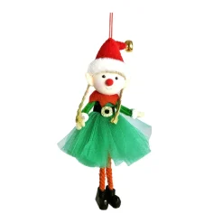 CHRISTMAS DREAM Addobbi Natalizi-Folletto buffone da appendere (H20 cm) Ragazzina e campanello