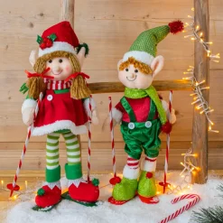 CHRISTMAS DREAM Babbo Natale Animali E Personaggi-Folletto buffone sugli sci (H46 cm) Martine