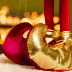 KAEMINGK Babbo Natale Animali E Personaggi-Folletto di Natale in piedi (H39 cm) Arlecchino e dorato