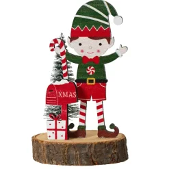 KAEMINGK Decorazioni E Oggetti Natalizi-Folletto in legno su Tronco in legno (H13 cm) Albert