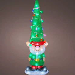 EMINZA Oggetti Decorativi E Illuminati|Babbo Natale Animali E Personaggi-Folletto luminoso 60 LED (H60 cm) Allegro Verde e