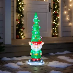 EMINZA Oggetti Decorativi E Illuminati|Babbo Natale Animali E Personaggi-Folletto luminoso 60 LED (H60 cm) Allegro Verde e