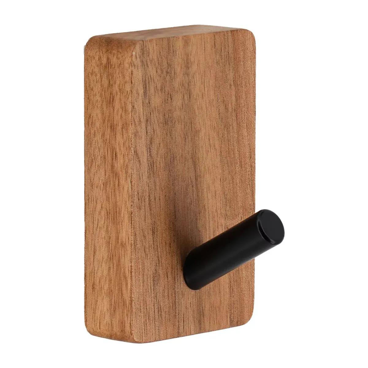 TENDANCE Contenitori Bagno-Gancio adesivo singolo in metallo e acacia Elena