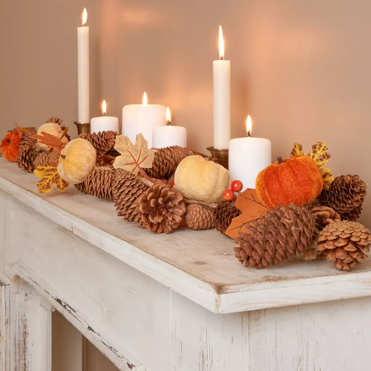 KAEMINGK Ghirlanda In Abete Artificiale-Ghirlanda con pigne (150 cm) Zucca in velluto