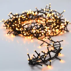 KOOPMAN Ghirlande Di Luci-Ghirlanda luminosa a pile 4 m 200 LED cavo verde Boa Bianco extra caldo
