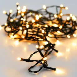 KOOPMAN Ghirlande Di Luci-Ghirlanda luminosa a pile 3,5 m 48 LED cavo nero Lusso Bianco caldo