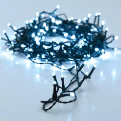 KOOPMAN Ghirlande Di Luci-Ghirlanda luminosa a pile 7 m 96 LED cavo nero Lusso Bianco freddo