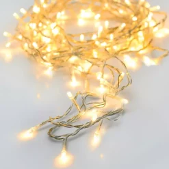 KOOPMAN Ghirlande Di Luci-Ghirlanda luminosa a pile 7 m 96 LED cavo trasparente Lusso Bianco caldo