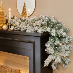 EMINZA Alberi Di Natale Grande Dimensione|Ghirlanda In Abete Artificiale-Ghirlanda luminosa di abete (180 cm - D25) Royal Verde innevato e bianco caldo